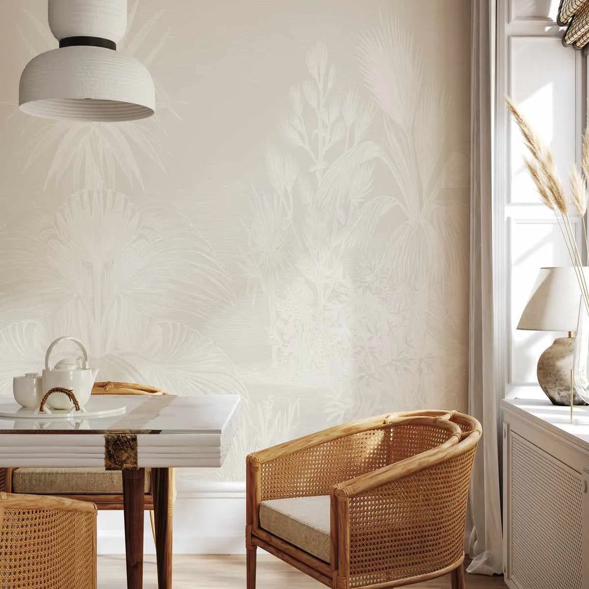 Vintage Tropics in Beige Wallpaper Mural