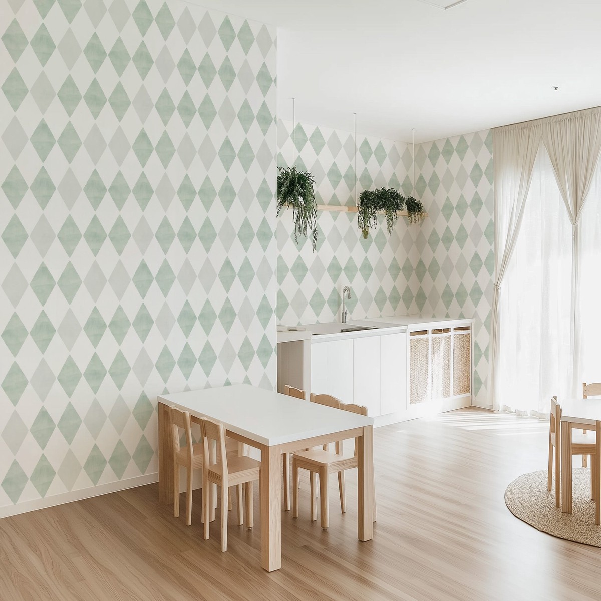 Harlequin in Sage Green Commercial Vinyl Wallcovering