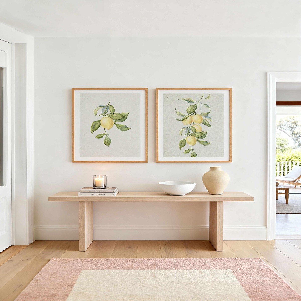 Lemon on Linen I II Art Print Set of 2 Matching Wall Art