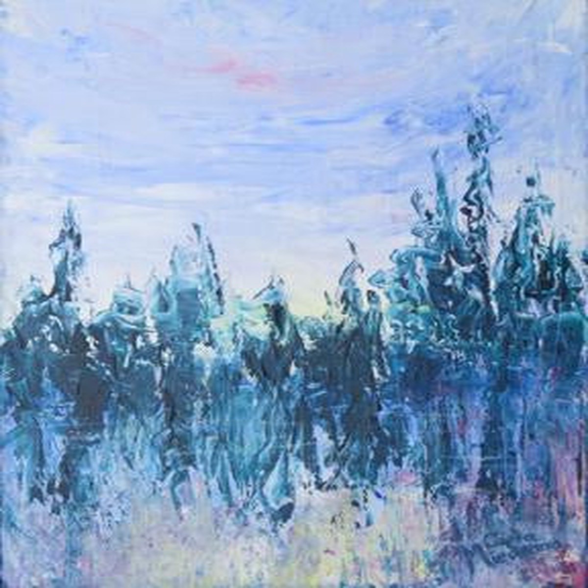 Sun Setting Behind the Pines - original painting by Carla Miedema