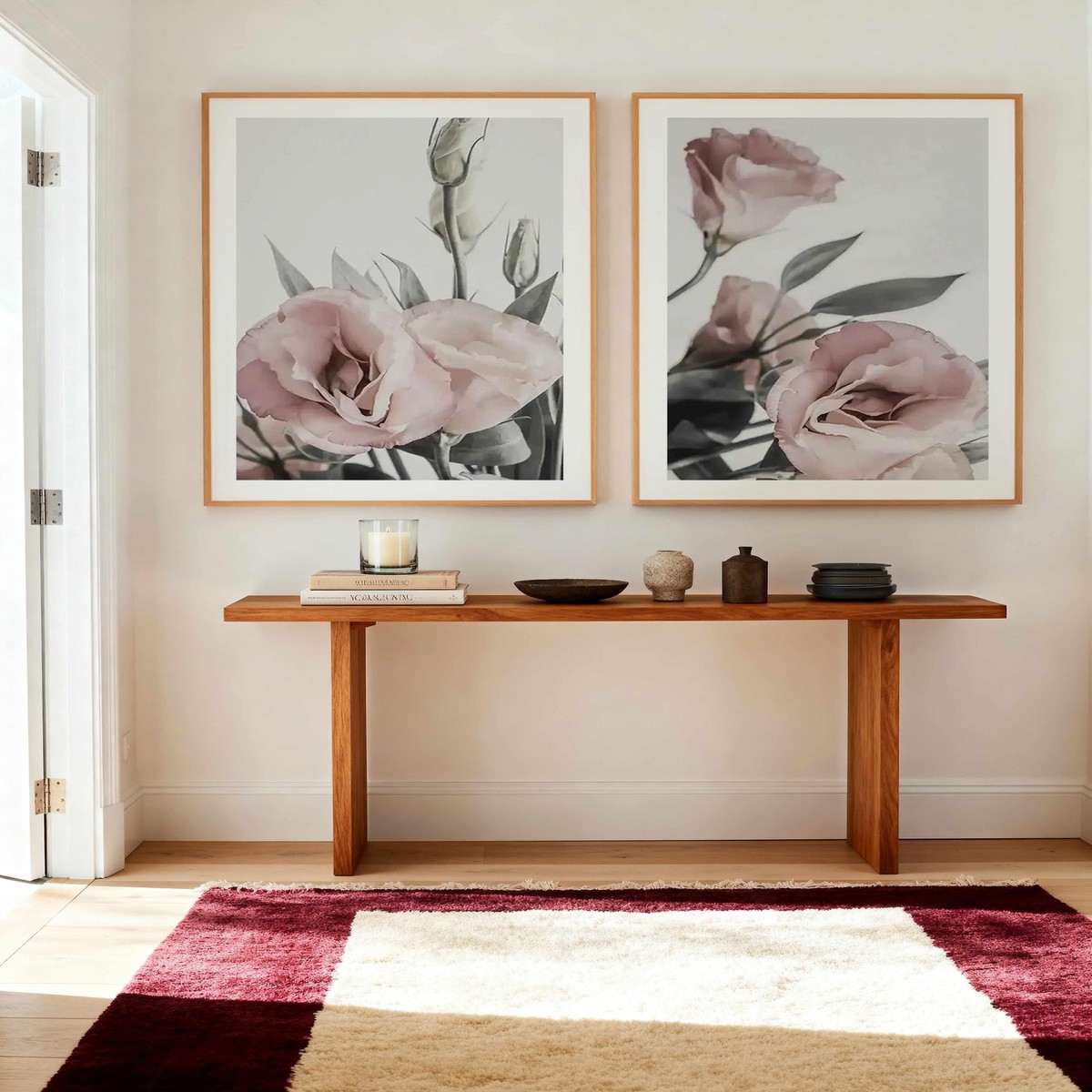 Pink Lisianthus I II Art Print Set of 2 Matching Wall Art