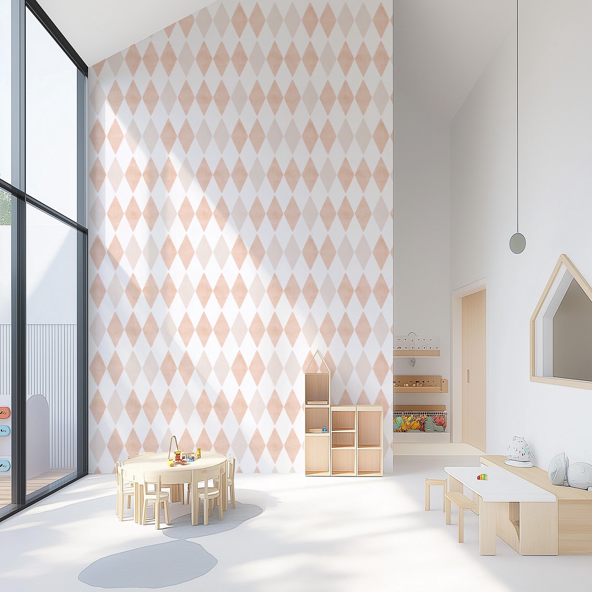 Harlequin in Orange Commercial Vinyl Wallcovering